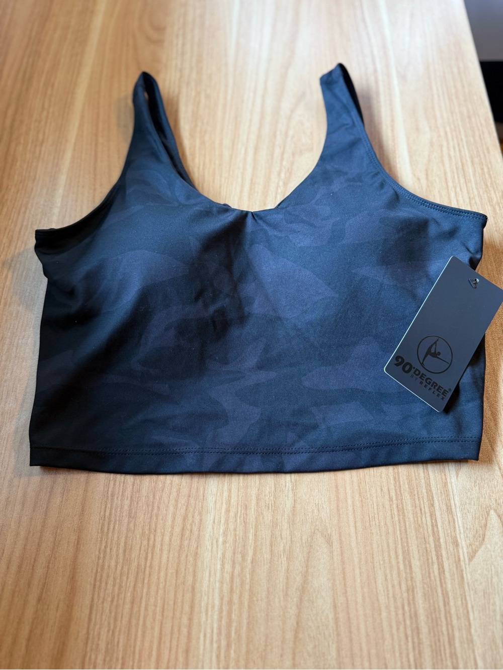 90 Degrees by Reflex Black Subtle Camo Seamless Sports Bra